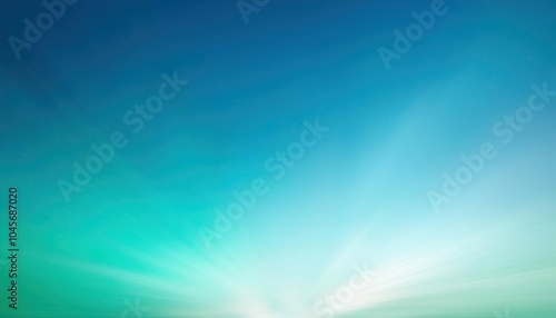 Radiant Sunrise Over a Calm Ocean with Beams of Sunlight Fanning Across a Turquoise Sky. Ideal for Concepts of Tranquility, Inner Peace, Wellness, Inspirational Design, and Coastal Nature Themes