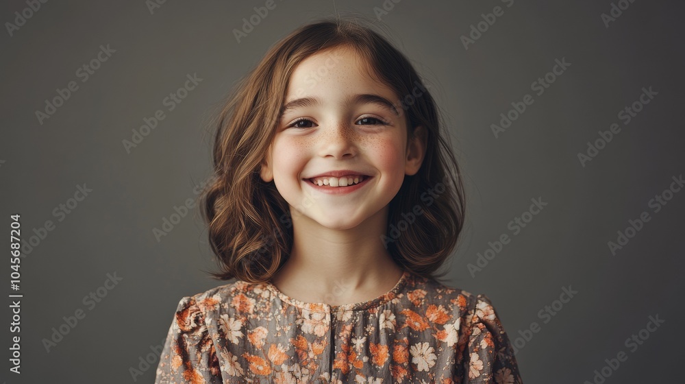 Fototapeta premium portrait of a beautiful girl on gray background