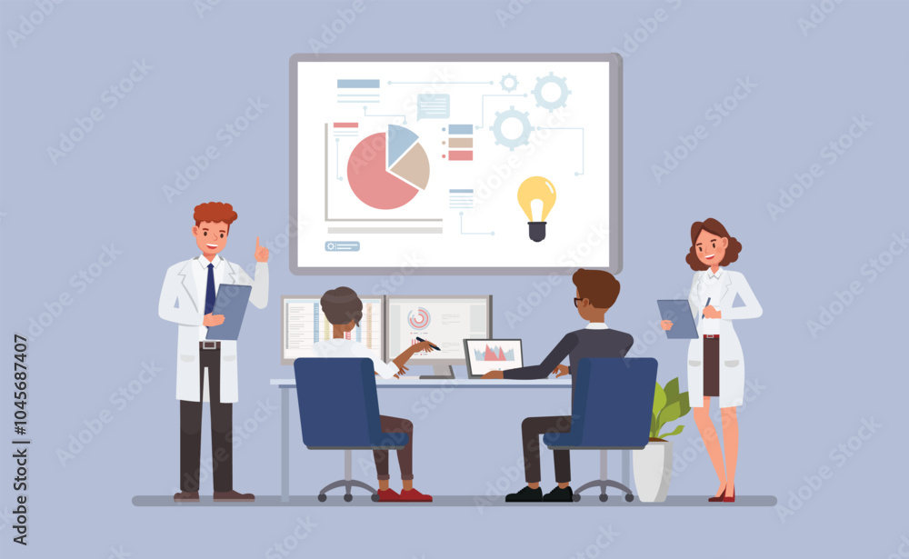Product development team collaborating in a design studio concept. Business people character vector illustration design. Product development team collaborating in a design studio concept. Business people character vector illustration design.
