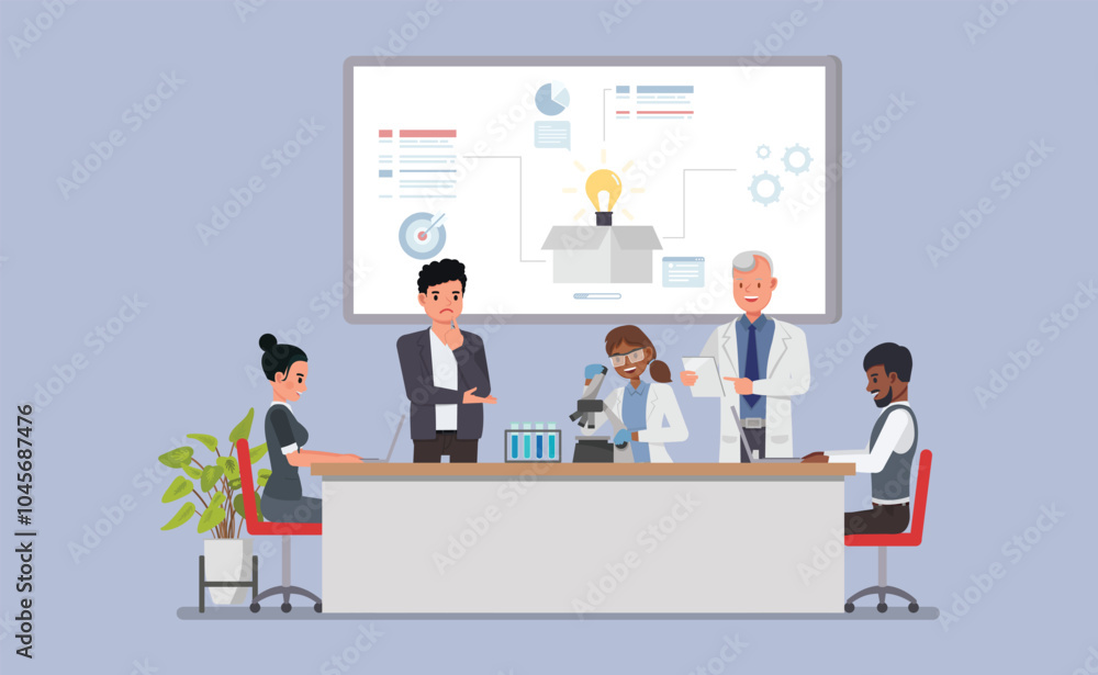 Product development team collaborating in a design studio concept. Business people character vector illustration design. Product development team collaborating in a design studio concept. Business people character vector illustration design.