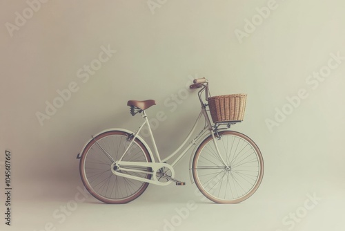 The sleek bicycle features a stylish design, complete with a woven basket, perfect for eco-friendly city exploration or casual rides. Generative AI