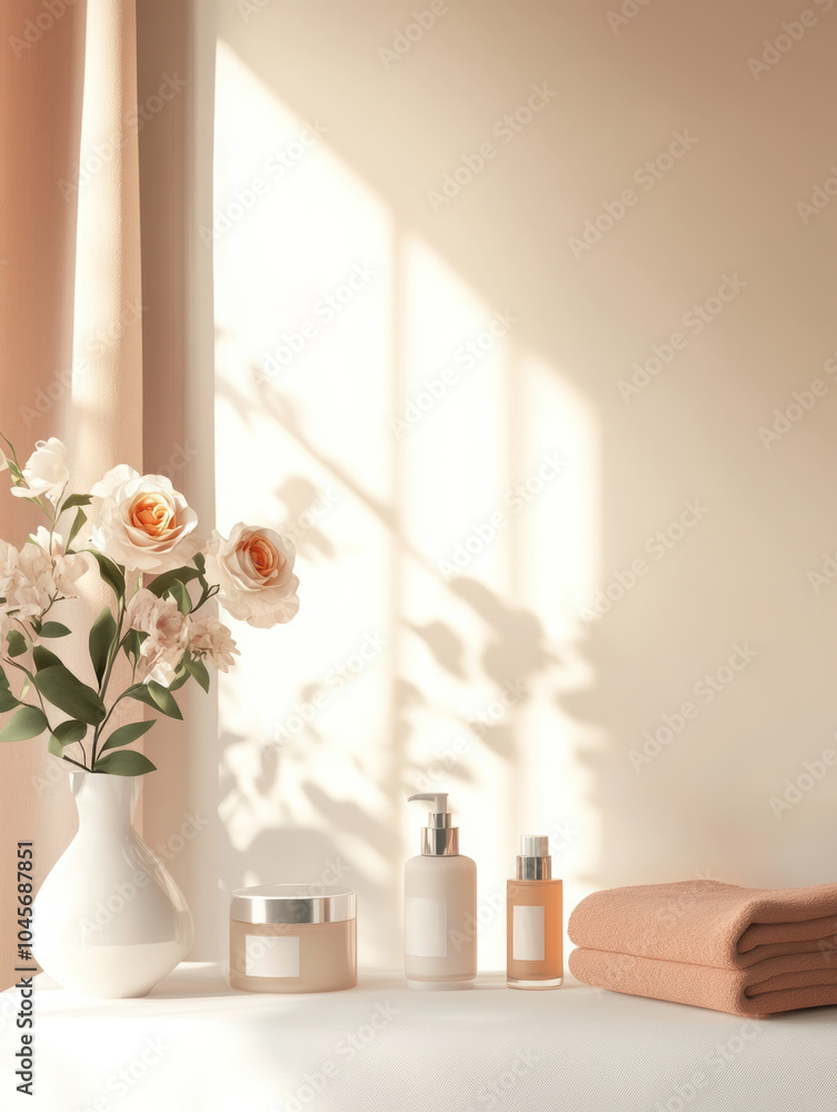 serene spa treatment room featuring elegant decor, soft towels, and delicate flowers. warm light creates calming atmosphere, perfect for relaxation and rejuvenation serene spa treatment room featuring elegant decor, soft towels, and delicate flowers. warm light creates calming atmosphere, perfect for relaxation and rejuvenation