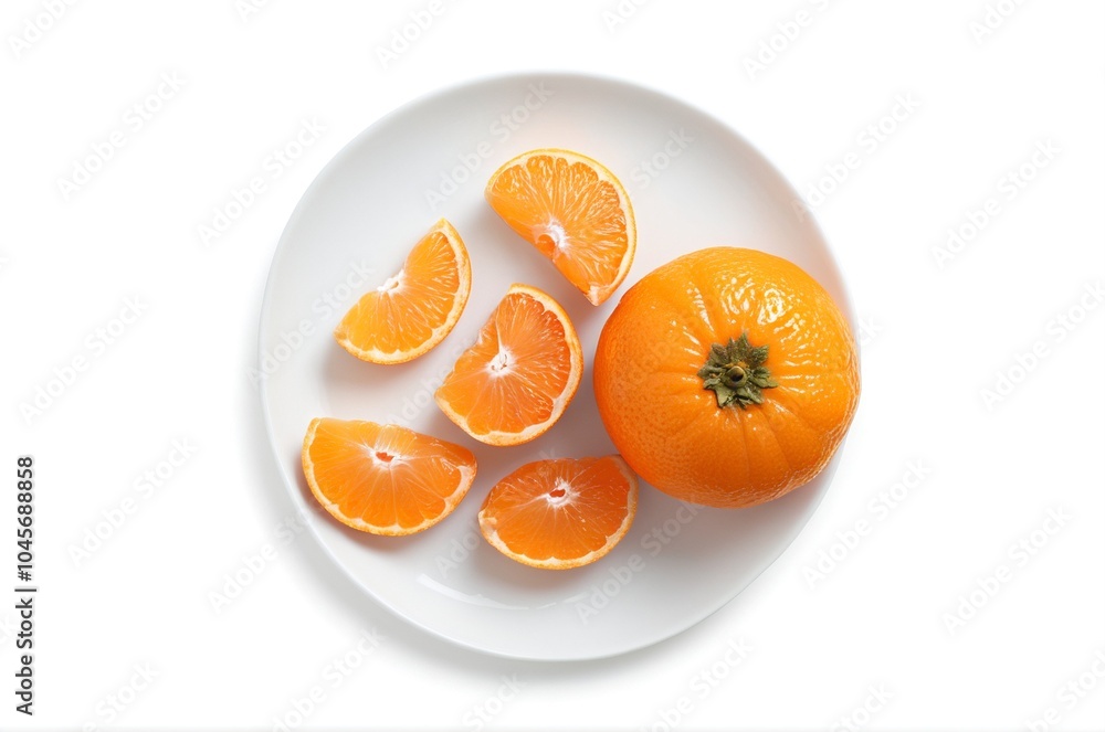 Fresh Peeled Ponkan Tangerine Slices on a White Plate Fresh Peeled Ponkan Tangerine Slices on a White Plate