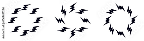 Bolt zap circle frame.Flash lightning round border design