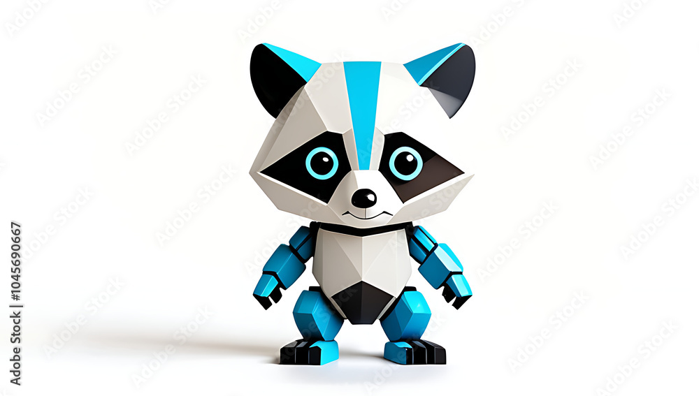 raccoon robot created precision stands alone white background showcasing unique blend cuteness humor still form raccoon robot created precision stands alone white background showcasing unique blend cuteness humor still form