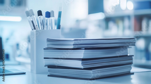 A stack of scientific journals with titles on medical research and new treatments