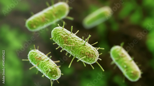 A microscopic view of bacteria or viruses, emphasizing cellular detail