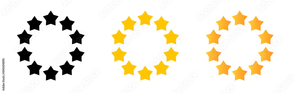 Star circle frame. Cartoon gold star round border design