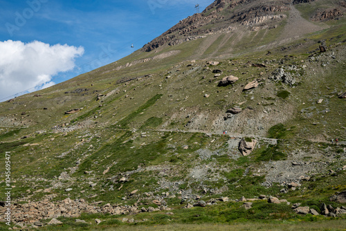 Hiking trail along the Five Lakes Trail in Zermatt Switzerland photo