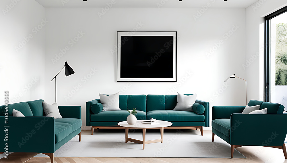 white walls showcase teal sofa large frame blending scandinavian style modern living room feel created carefully together white walls showcase teal sofa large frame blending scandinavian style modern living room feel created carefully together