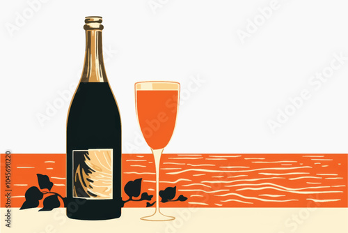 Elegant wine bottle and glass