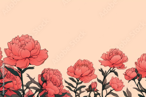 Elegant blooming pink peony illustration