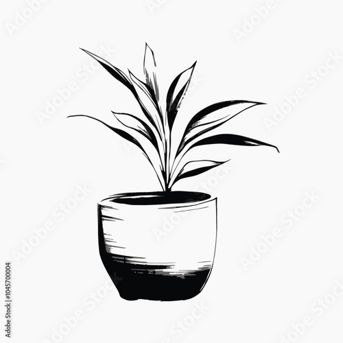 Minimalist potted plant illustration