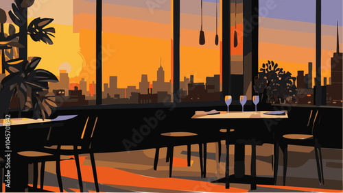 Urban Elegance- Sunset in a NYC Eatery