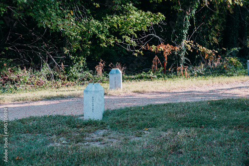 Boundary stone, marking the state boundary for Maryland and Washington DC - district of columbia photo