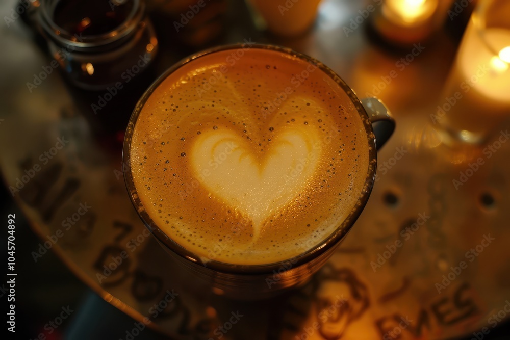 coffee cup with decorative heart on the top coffee cup with decorative heart on the top