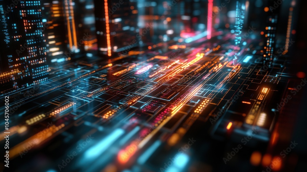 A stunning futuristic cityscape depicting a web of glowing digital networks and vibrant lights, creating an impression of high-tech advancement and connectivity. A stunning futuristic cityscape depicting a web of glowing digital networks and vibrant lights, creating an impression of high-tech advancement and connectivity.