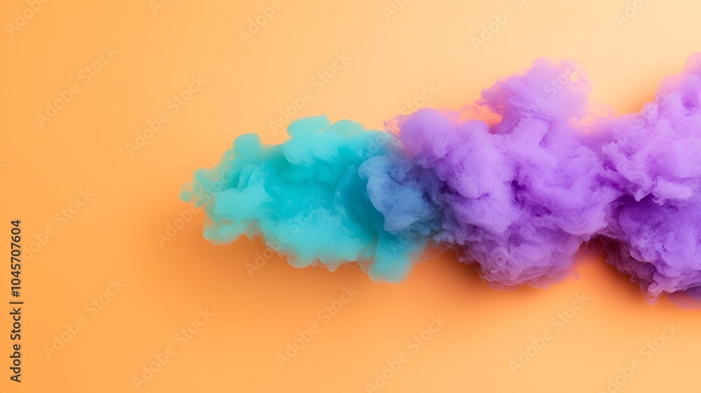 Fototapeta premium Vivid Color Explosion Dramatic Purple Orange Teal Smoke in Studio Setting - Captivating Abstract Art for Creative Projects