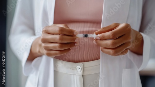 Close-up of a hand holding an insulin syringe, symbolizing health awareness and diabetic care.