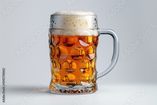 Mug fresh beer with cap of foam isolated on white background photo