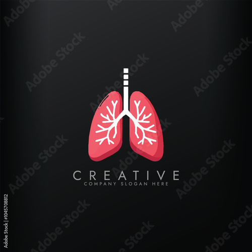 Thoracic surgery or chest health logo flat vector design, Health lungs logo design, respiratory health care vector design