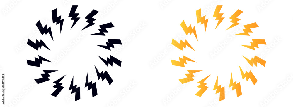 Fototapeta premium Zap lightning circle frame. Flash bolt round border design