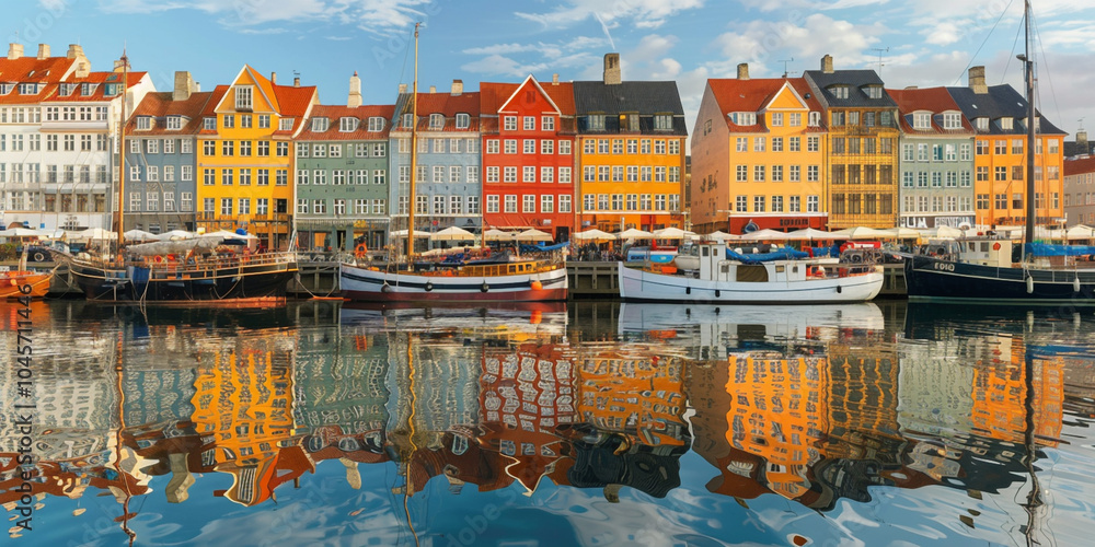 Fototapeta premium Nyhavn Copenhagen in Denmark High quality with sky background