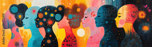 AI vision of humanity, represented through abstract shapes and colors