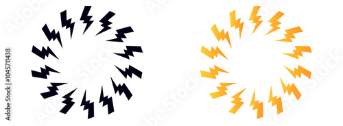 Zap lightning circle frame. Flash bolt round border design