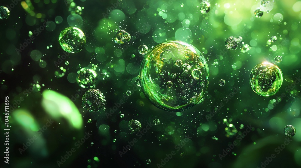 Vibrant Green Cells in Light-Filled Fluid Vibrant Green Cells in Light-Filled Fluid