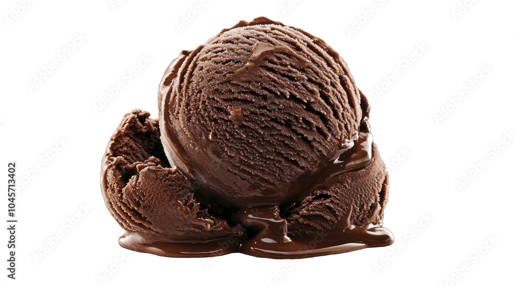 Fototapeta premium Front view of luxurious dark chocolate ice cream on a transparent background.