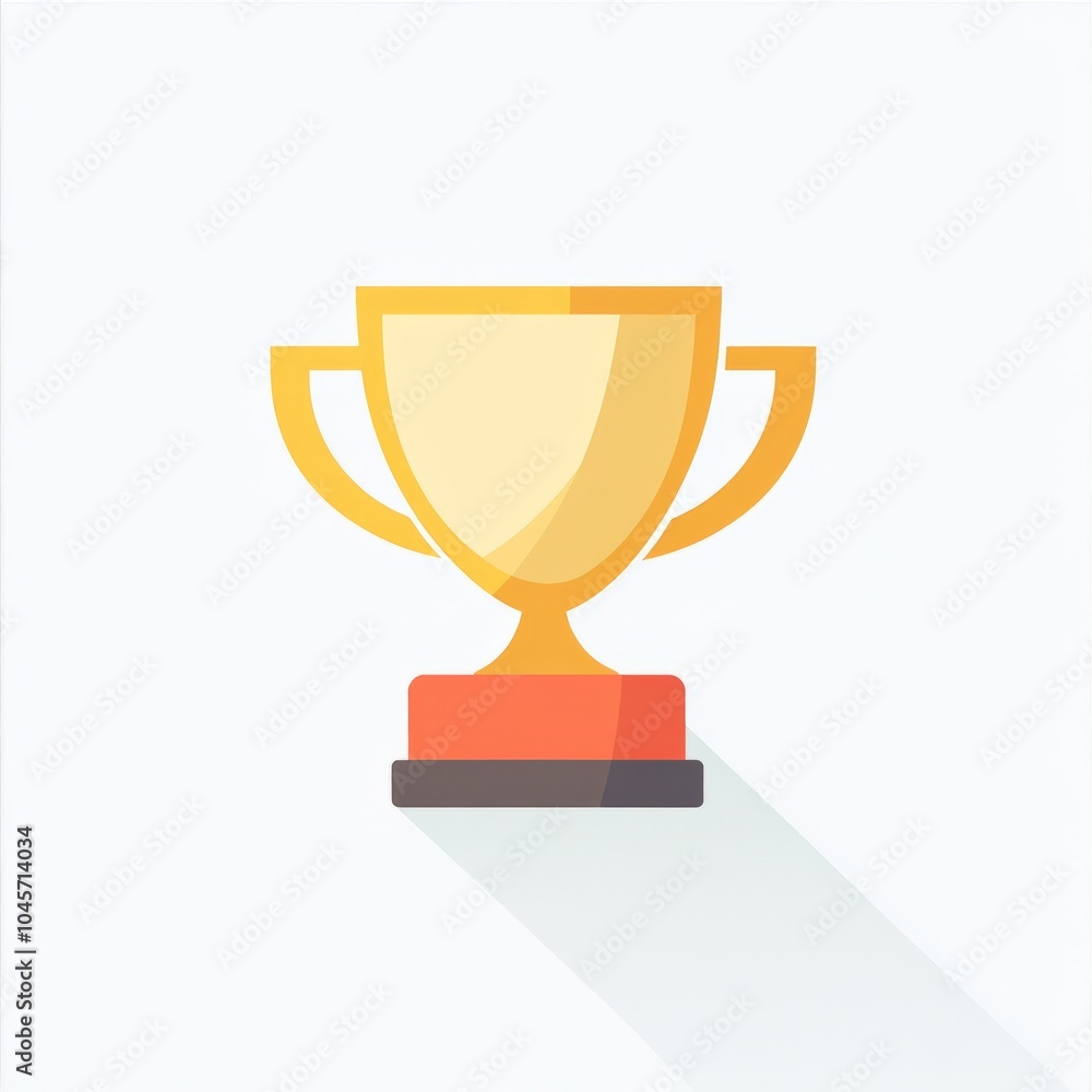 Golden trophy with a red base and long shadow Golden trophy with a red base and long shadow