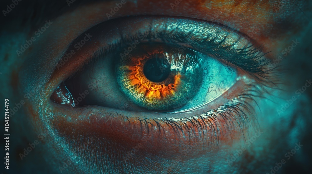 A close up of a person's eye with a blue background A close up of a person's eye with a blue background