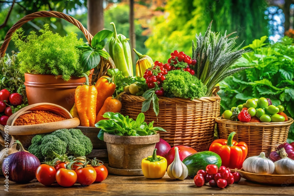 Fototapeta premium Fresh Organic Produce for a Sustainable Green Future in Food Photography
