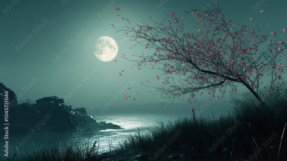 the moon was bright at night and the cherry trees were falling in the wind the moon was bright at night and the cherry trees were falling in the wind