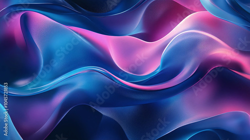 an abstract background consisting of smooth undulating shapes. The color palette includes shades of blue, pink and purple.