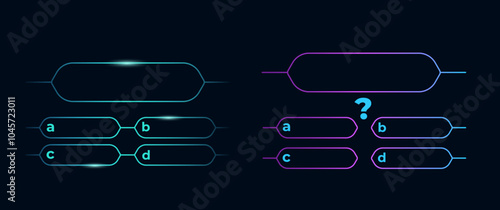Question frame for quiz game in colorful style with gradient. Logical test template.