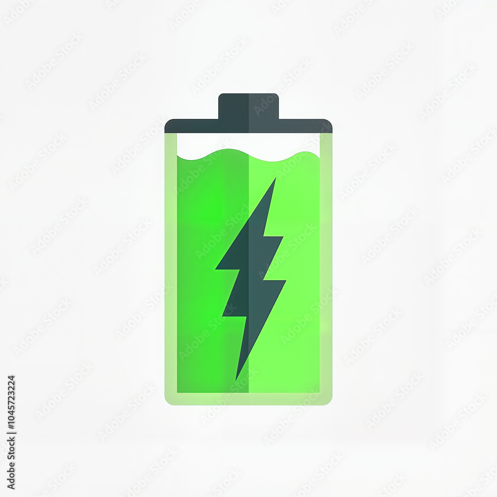 Battery Icon in Flat Design with Green Energy Symbol for Sustainable Power Battery Icon in Flat Design with Green Energy Symbol for Sustainable Power