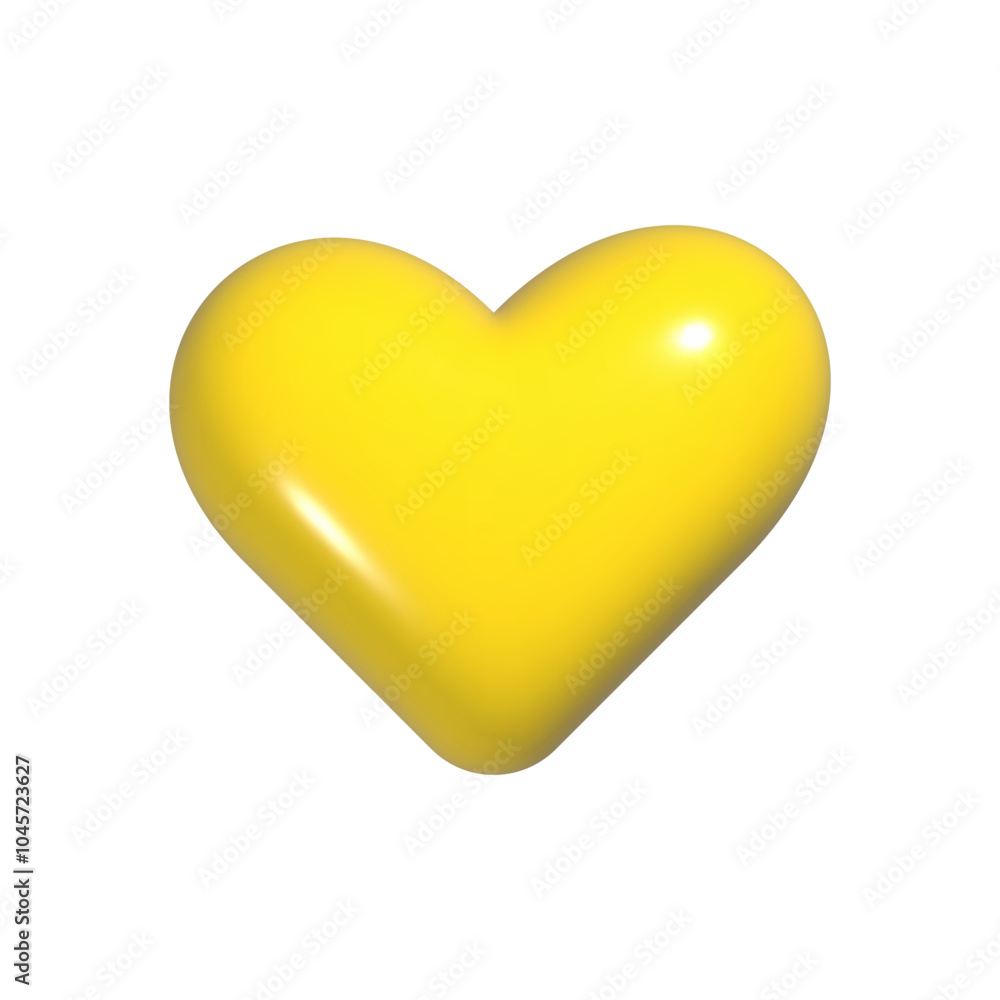 Yellow Heart Isolated 3d realistic vector illustration plastic shiny love symbol Yellow Heart Isolated 3d realistic vector illustration plastic shiny love symbol