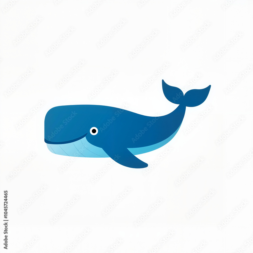 Obraz premium Cartoon Whale in Blue Tones for Marine-Themed Illustrations