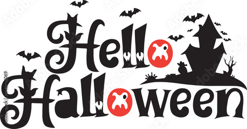 Happy Hallow Halloween silhouette art vector