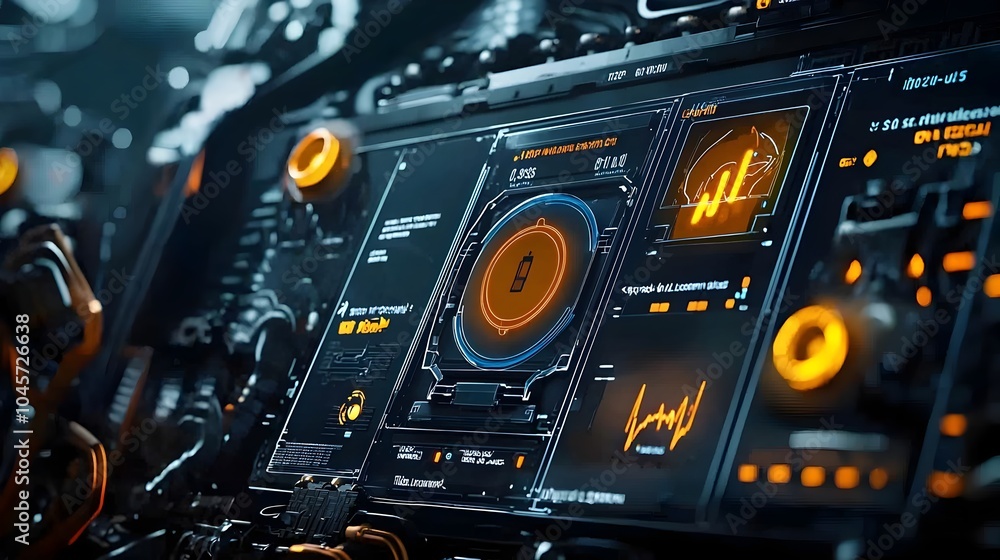 Close up view of a battery management system display showcasing warning indicators for overheating Close up view of a battery management system display showcasing warning indicators for overheating