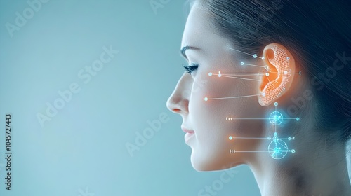 Close up View of Acupuncture Needles Inserted on Ear Points During Auriculotherapy Session for Holistic Health and Wellness