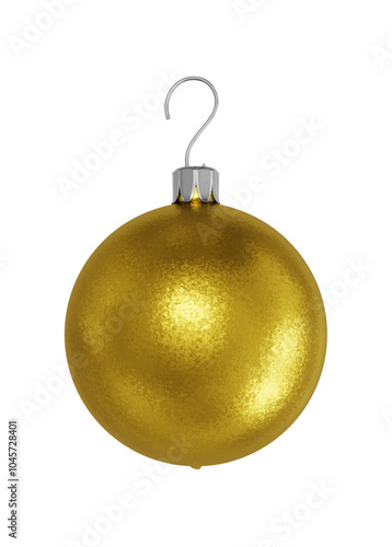 Yellow Christmas ball. Isolated on transparent background