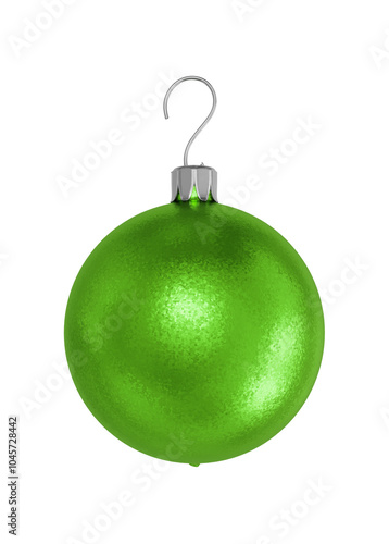 Green Christmas ball. Isolated on transparent background