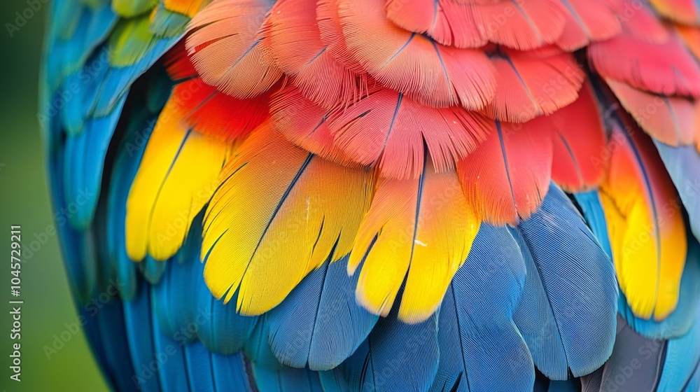 Obraz premium Colorful Parrot Feathers Close Up Macro Texture Background