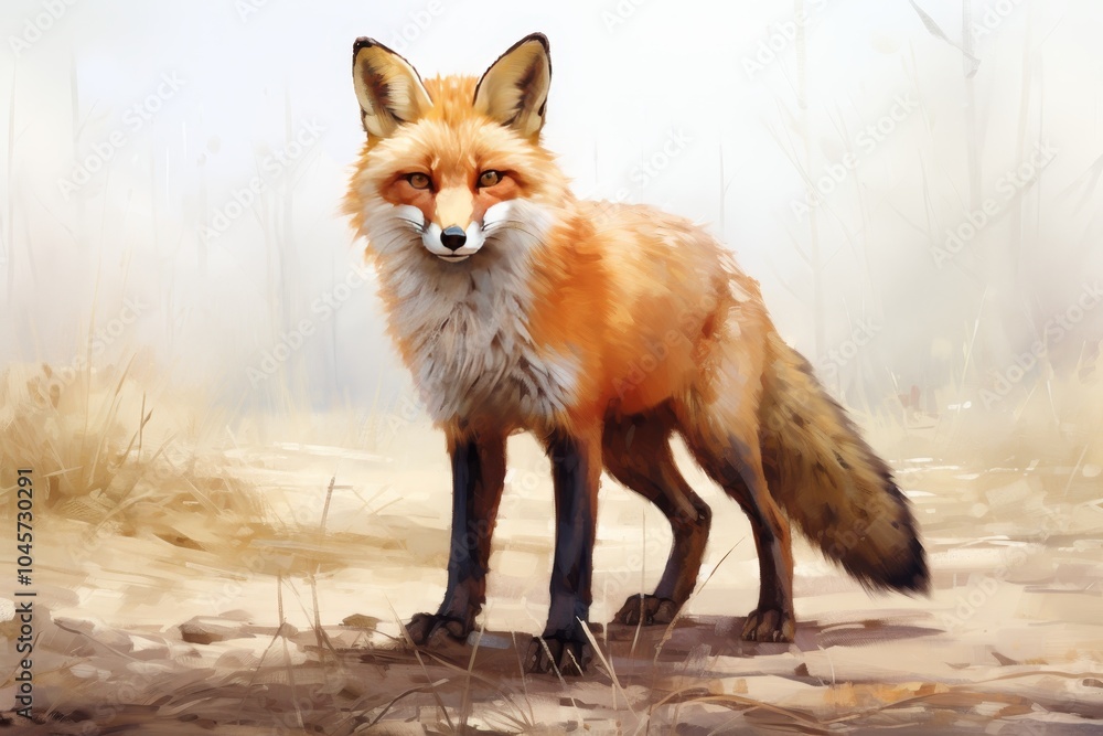 Fototapeta premium Sly fox with beady eyes on a white background, exuding mystery and charm with a playful smile