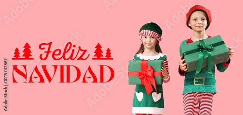 Cute little children in elf...