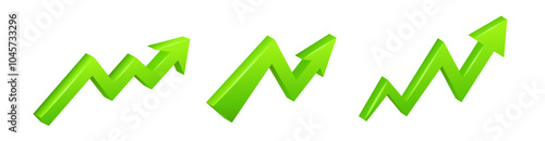 Green grown diagram symbol. Commerce static arrow for presentation. Rising price icon.