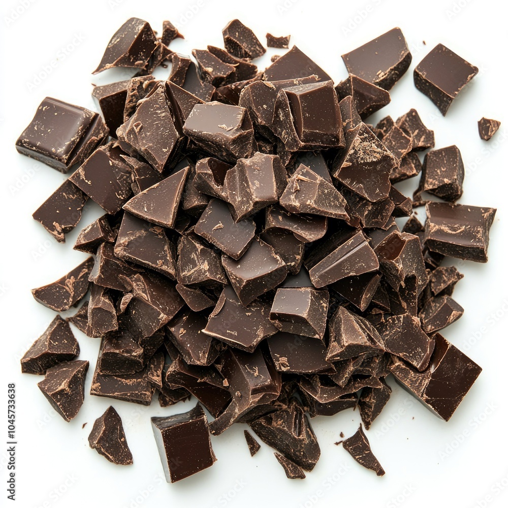 Pile of Chopped, Milled Dark Chocolate Isolated on White, Top View (5 prompts) --v 6.1 Job ID: bcef913f-cc3e-4e1e-98ca-b283b875874d Pile of Chopped, Milled Dark Chocolate Isolated on White, Top View (5 prompts) --v 6.1 Job ID: bcef913f-cc3e-4e1e-98ca-b283b875874d